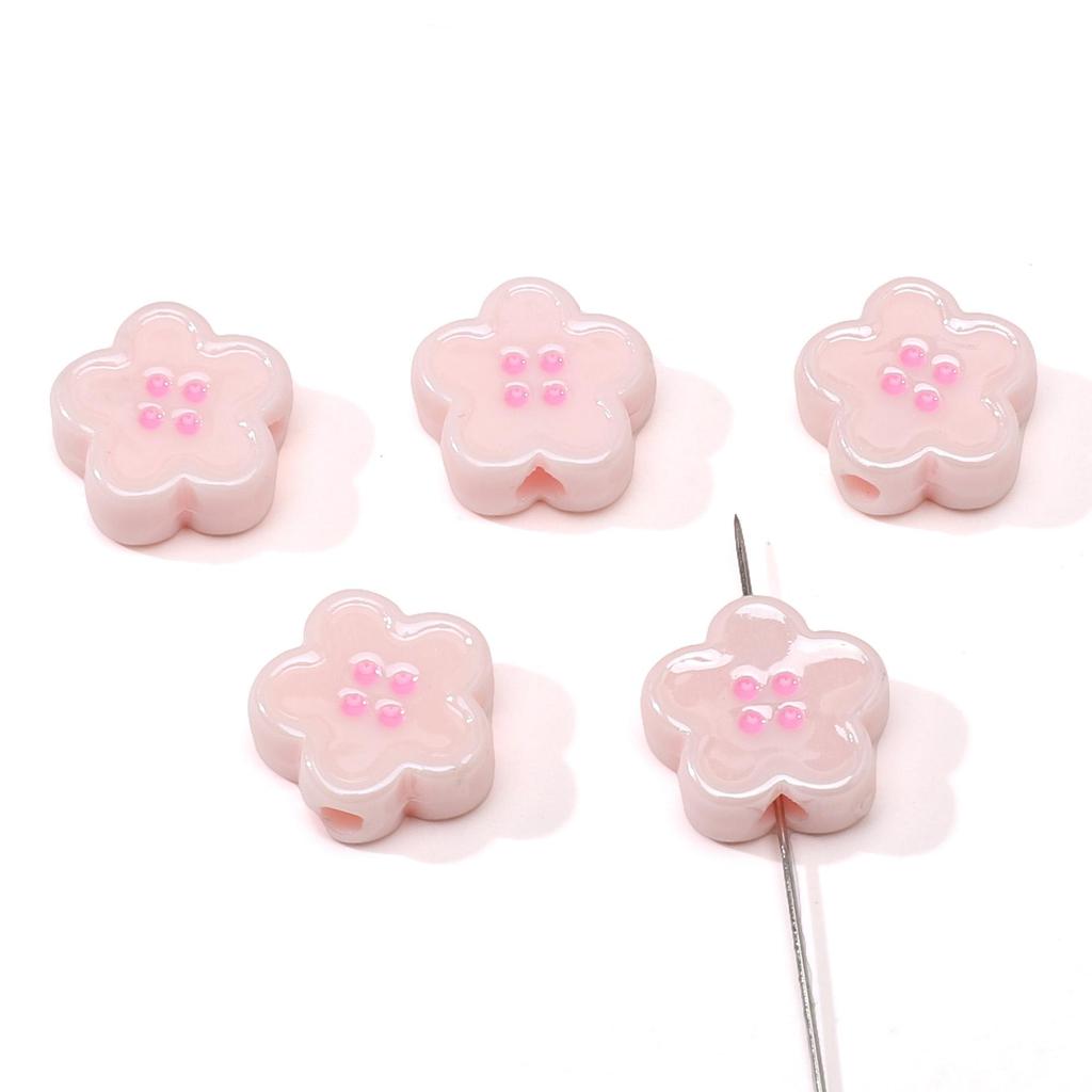 Acrylic Dopamine Oil Droplets Flower Button Beads for DIY Jewelry 1 Set