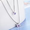 925 Sterling Silver Square Cube Zirconia Choker Statement Necklace For Women Double Layer Pendants & Necklaces S-n209