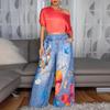 Jeans larghi casual stampati da donna