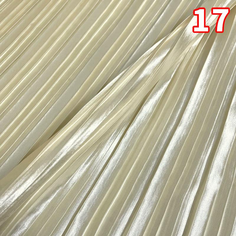 Pleated Satin Fabric By Meter for Needlework Dress Skirt Costume Clothes Diy Sewing Cloth Soft Glossy Smooth Plain White Pink