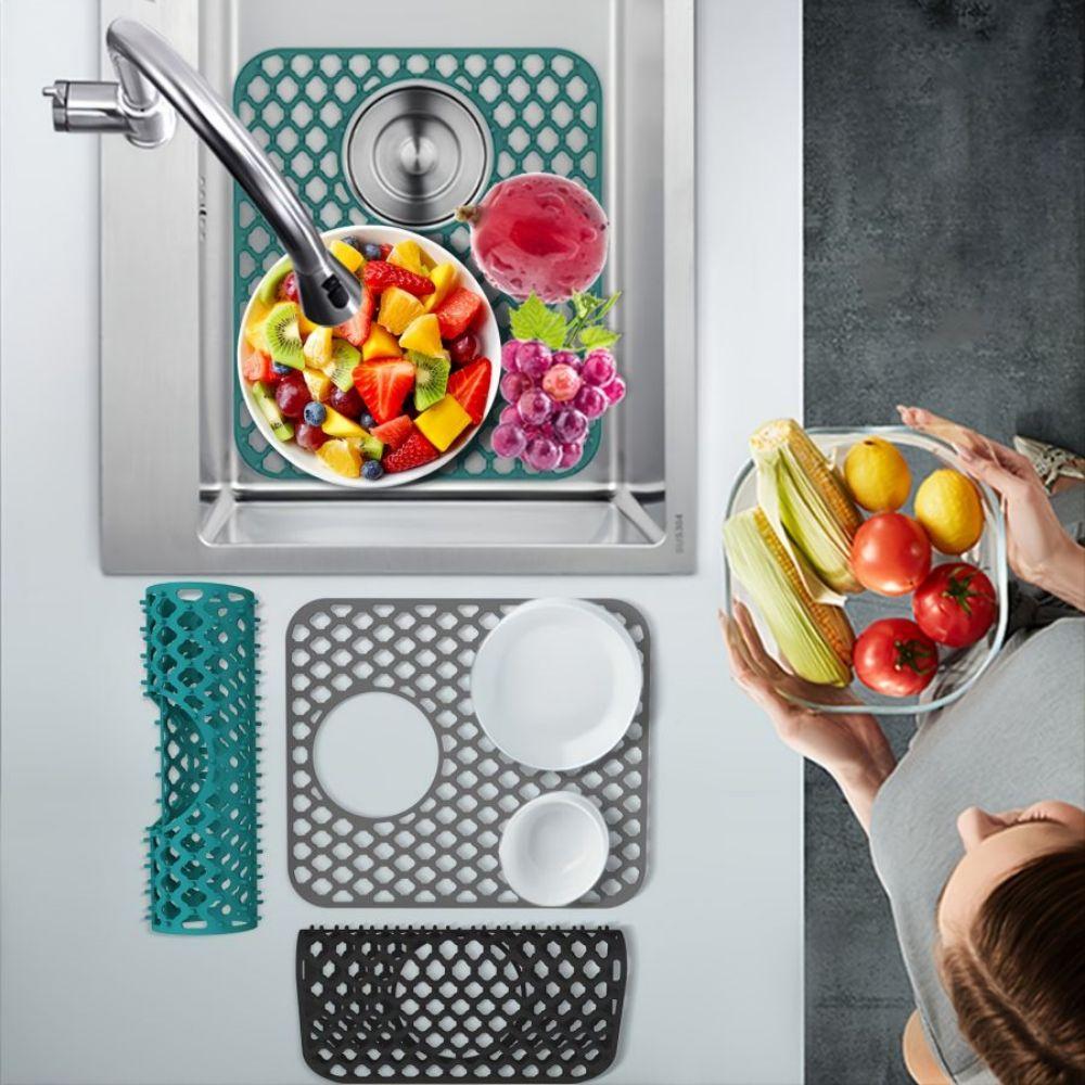 Silicone kitchen dishwasher hollow sink mat, multifunctional kitchen non-slip mat