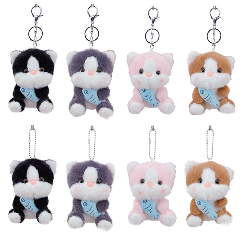 

Creative Plush Kitten Keychain Cute Cartoon Cat Keyring Lovely Backpack Pendant Bag Hanging Decoration Car Key Holder Gifts A2