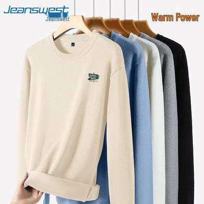 Jeanswest Men's Loose Fit Heavyweight Printed Crew Neck Sweater