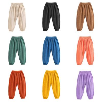 1-7 Years Boys Girls Pants Solid Color Loose Elastic Trousers Harem Pants