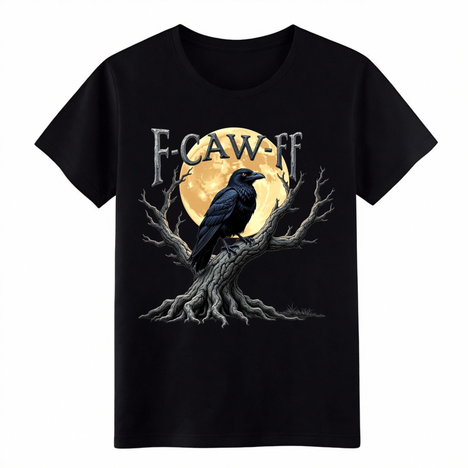 F-Caw-FF Funny Raven Moon Gothic Halloween Graphic T-T-Shirt for Men WoMen M