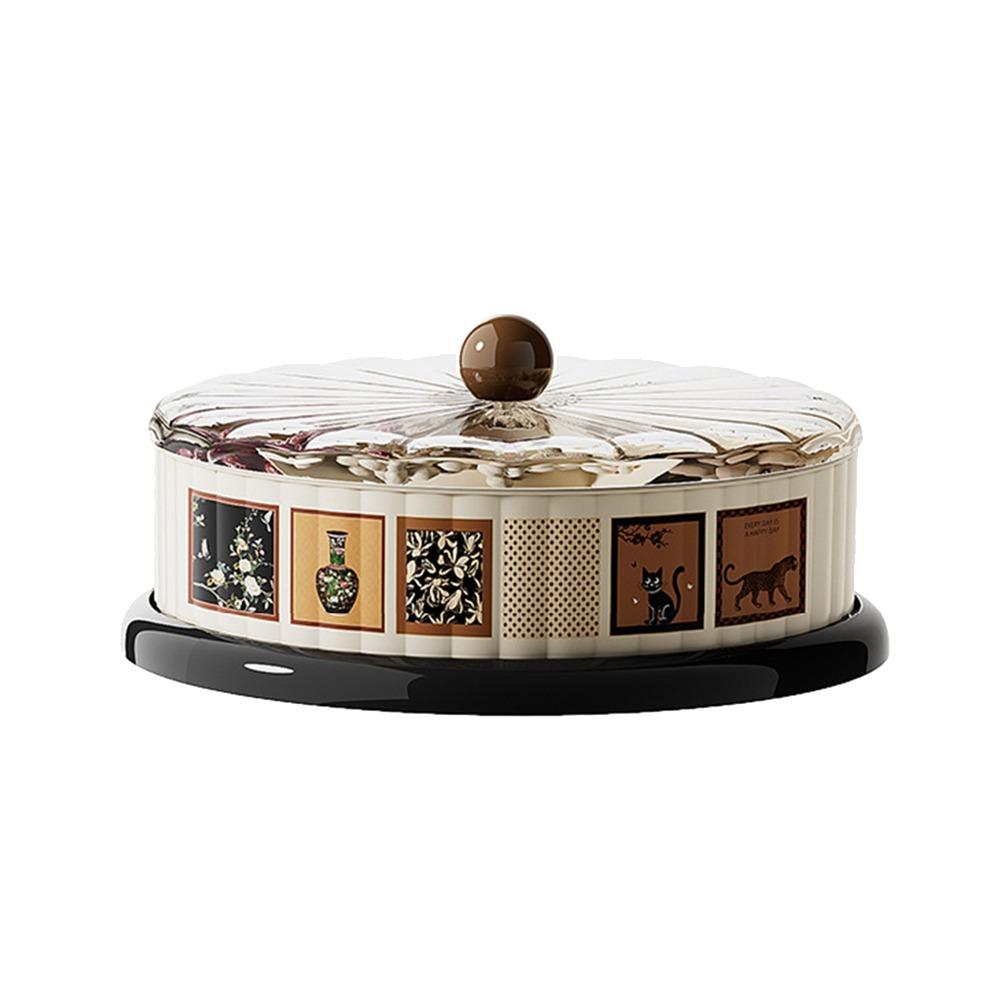 

Luxury Design Rotating Dry Fruit Tray Detachable Layer High End Candy Plate Organization Clear Window Walnut Box New Year Gift