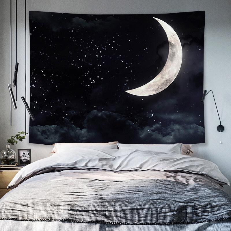 Moon Starry Sky Backdrop Hanging Cloth Rental House Renovation Cloth Ugly Wall Covering Living Room Decoration Painting Hanging Blanket