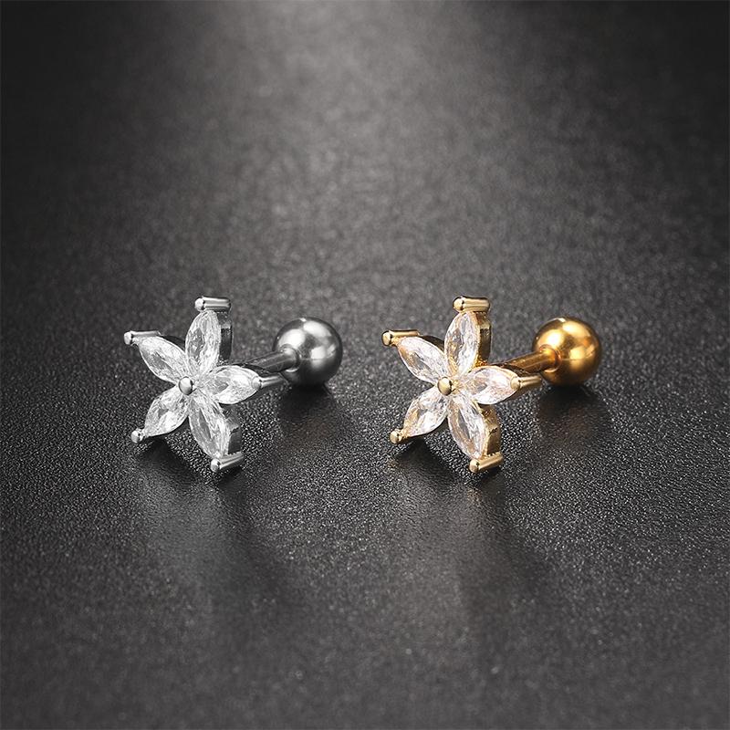 1Pcs Zircon Earring For Women Ear Bone Nail Cartilage Earring Spiral Stud Earrin