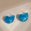 Sea salt ice blue, super fairy French retro acrylic water drop earrings, light luxury high-end temperament ears