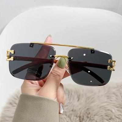 Classic Rimless Square Sunglasses Women Men Designer Brand Sun Glasses Female Male Personality Metal Mirror