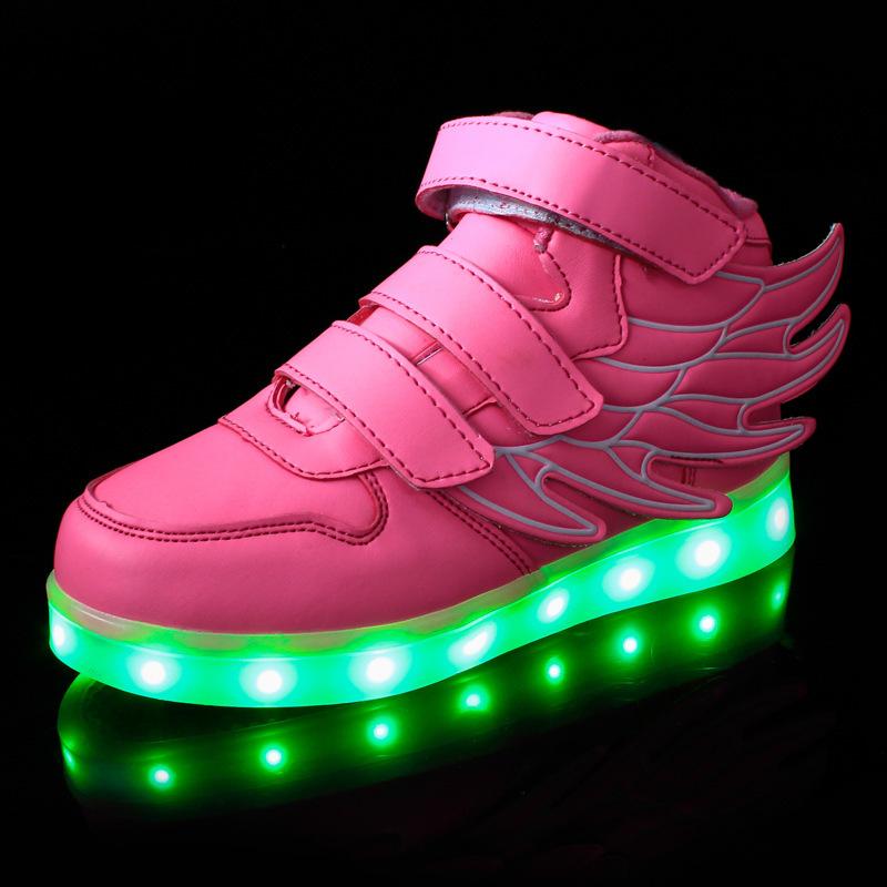 Autumn Children's Wing Light Shoes LED Luminous Shoes USB Charging Fluorescent Shoes Student Hip-hop Shoes