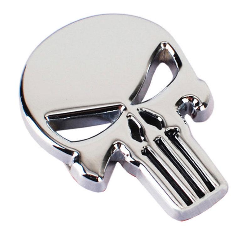 Стайлинга автомобилей 3D Металлический Каратель Череп Эмблема Значок Наклейки Наклейки Авто Грузовик Мотоцикл Автомобиль серебряный