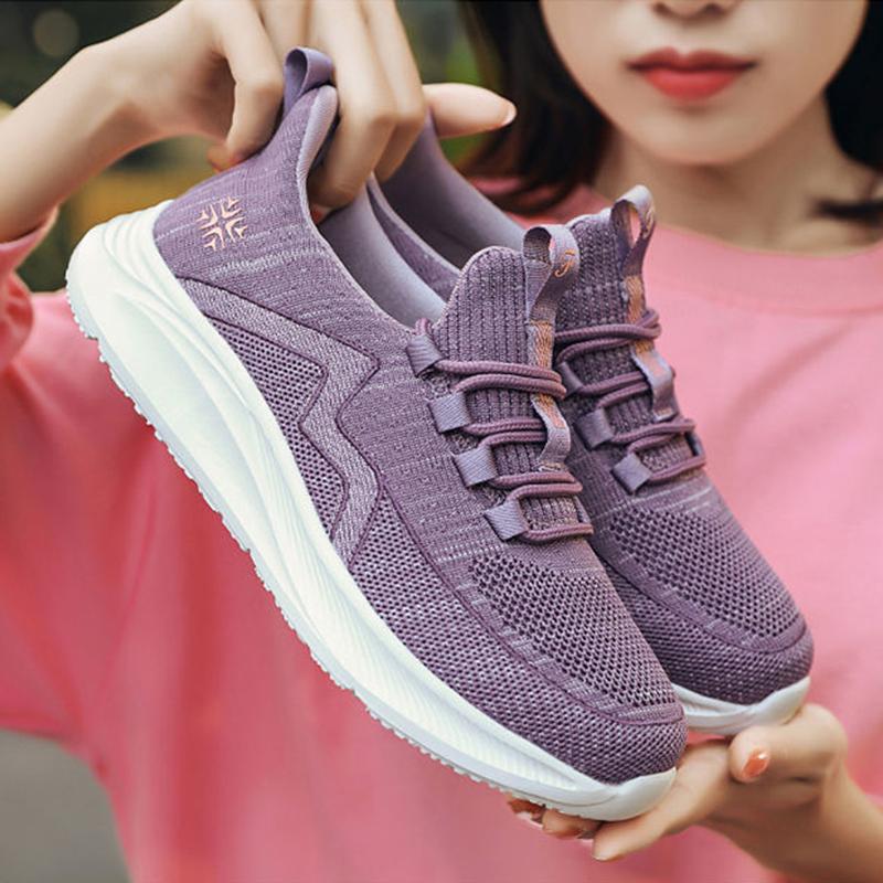 Spring Walking Shoes Female Ultra-light Soft Bottom Non-slip Comfortable Middle-aged Casual Fly Weaving Sports Women's Shoes