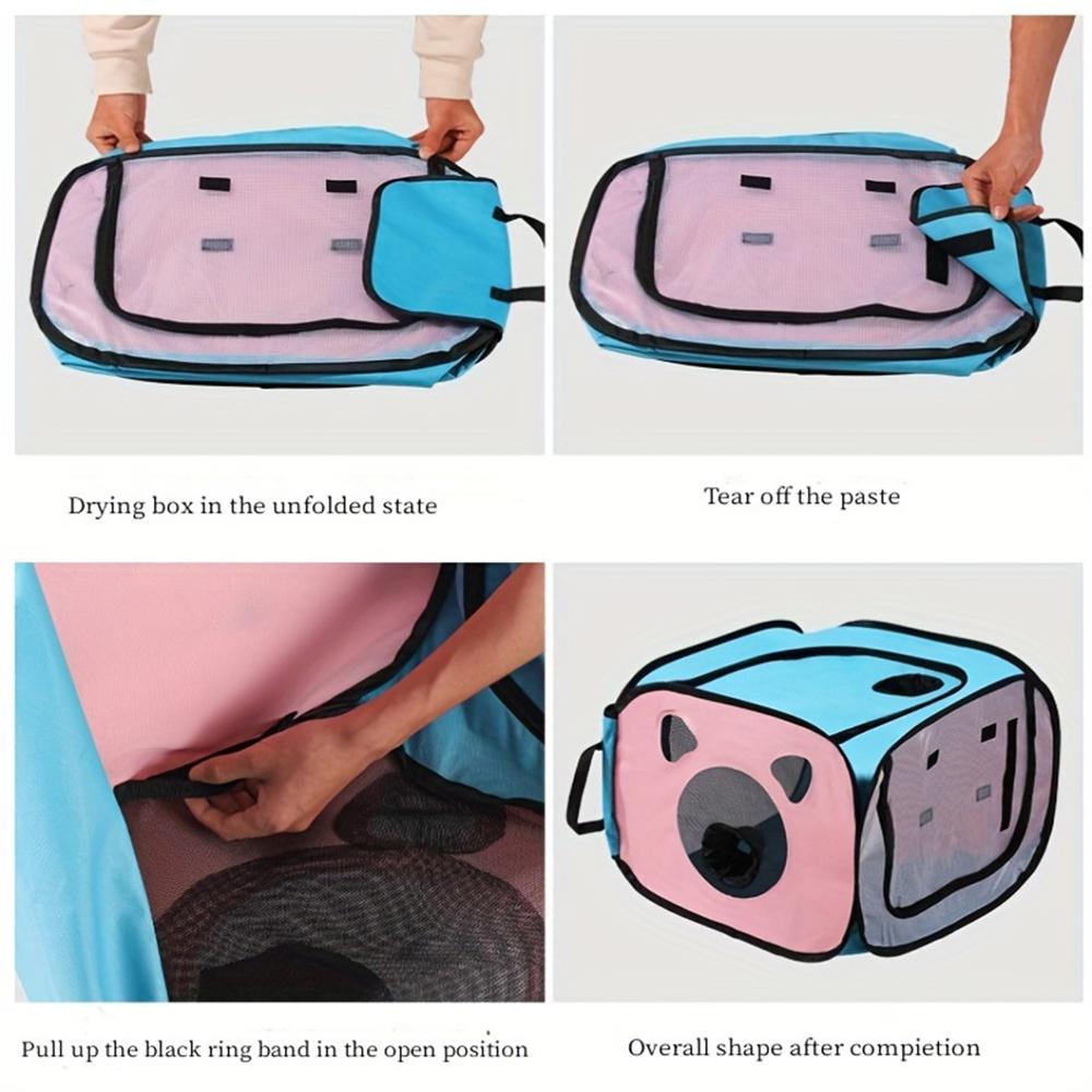 Hundetrocknerbox, faltbar, große Haustier-Trockenbox, geeignet zum Baden und Föhnen von Katzen und Hunden