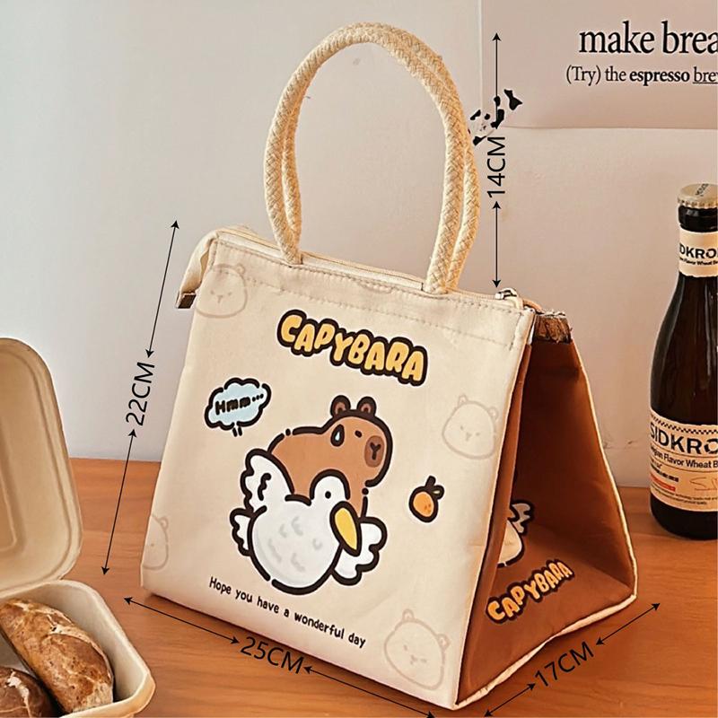 Kawaii Kreslená Kapybara Taška na Oběd Izolovaná Nákupní Taška Taška na Bento Obědové Tašky Pro Ženy Dívky Přenosná Termotaška Dárky