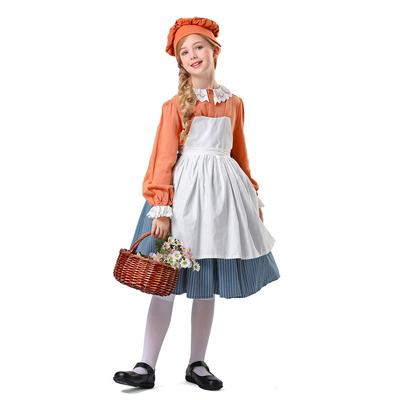2026 New Children's Stage Performance Clothes Manor Maid Clothes Orange Dress Cosplay Clothes