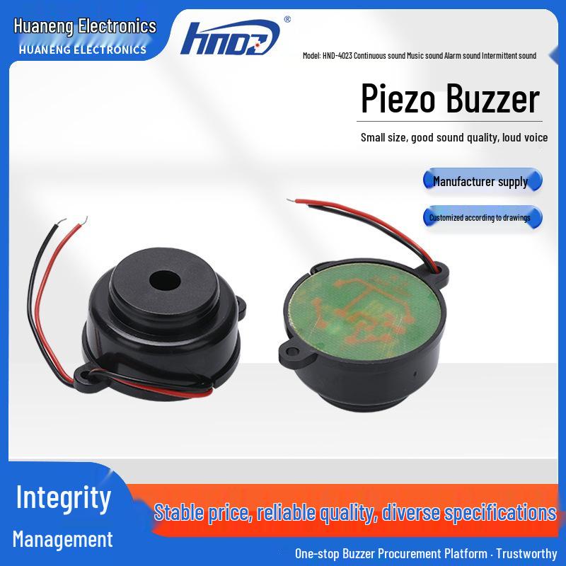 HND-4023 Piezoelectric Buzzer with Continuous, Musical, and Intermittent Alarm Sounds HND-4023 Active Buzzer