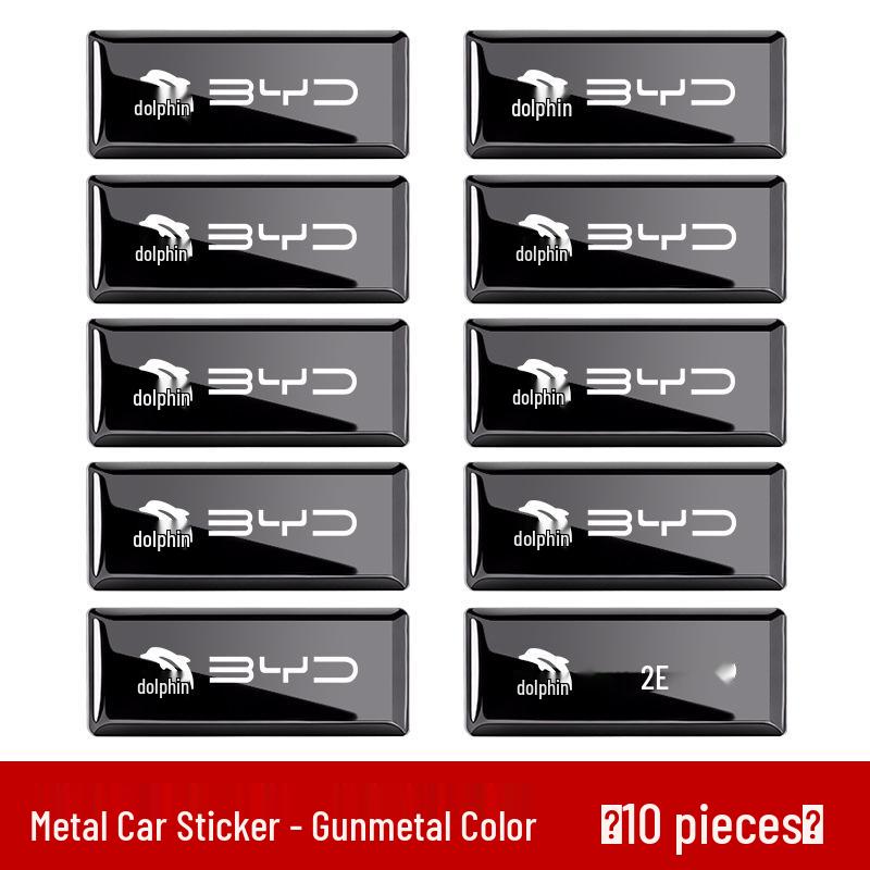 BYD Dolphin Intelligent Driving Car Metal Logo Sticker - Personalized Center Console Decor.