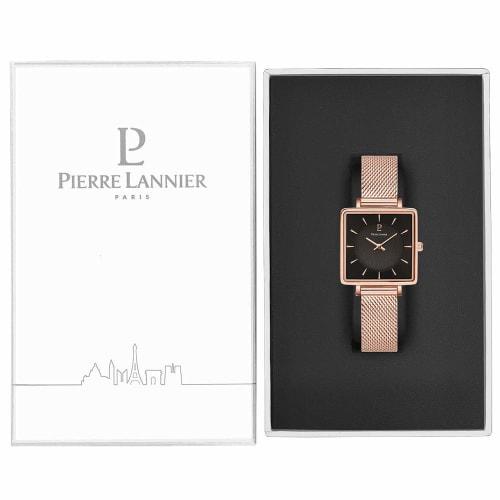 Pierre Lannier Le Carre Collection Mesh Strap Watch P008F938 Women's, Officially Imported, Pink Gold and Black