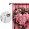 Romantic Valentine Day Pink Rose Love Door Decoration Polyester Fiber Pole Mouth Printed Curtains Curtain Set Of 2 Made Washable