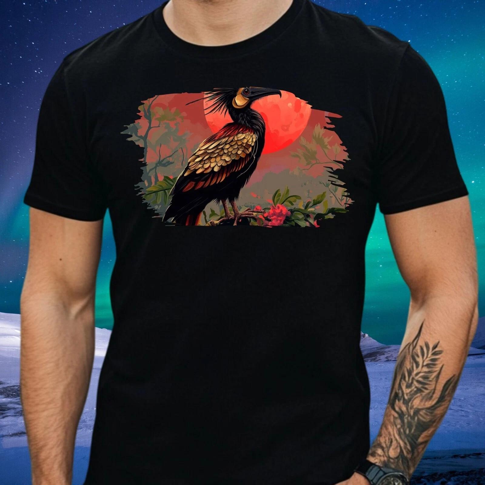 T-Shirt Herren Hoatzin Vogel Roter Mond Motiv Baumwolle Größe XS bis 5XL XXXXL