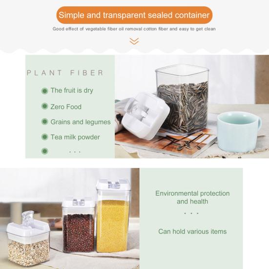 6Pcs Sealed Tank Food Storage Containers Set BPA Free Transparent Dustproof Large Capacity Stackable Airtight Cereal Containers