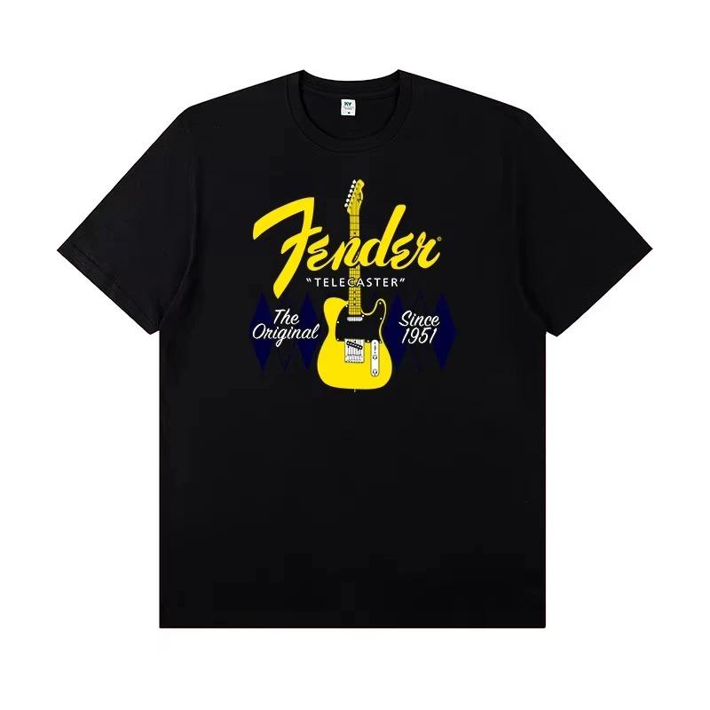 2025 Fanta Jimi Hendrix Fanta Electric Guitar Tshirt Mens Cotton Shortsleeved Rock Band Guitarist Performance Clothing
