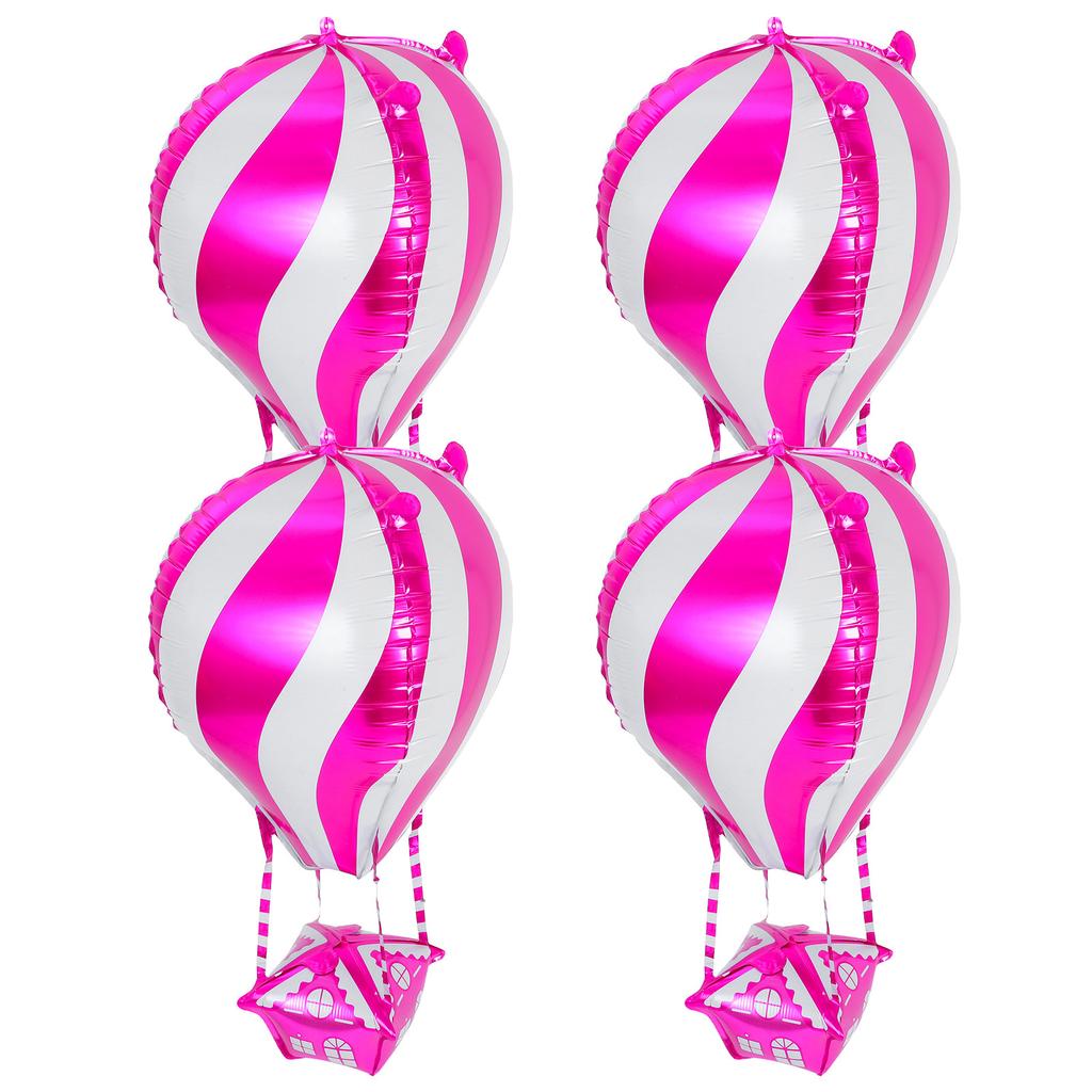 4Pcs Hot Air Balloon Shaped Aluminum Foil Balloon Vibrant 4D Design Reusable Party Decoration Birthday Wedding Festive Event
