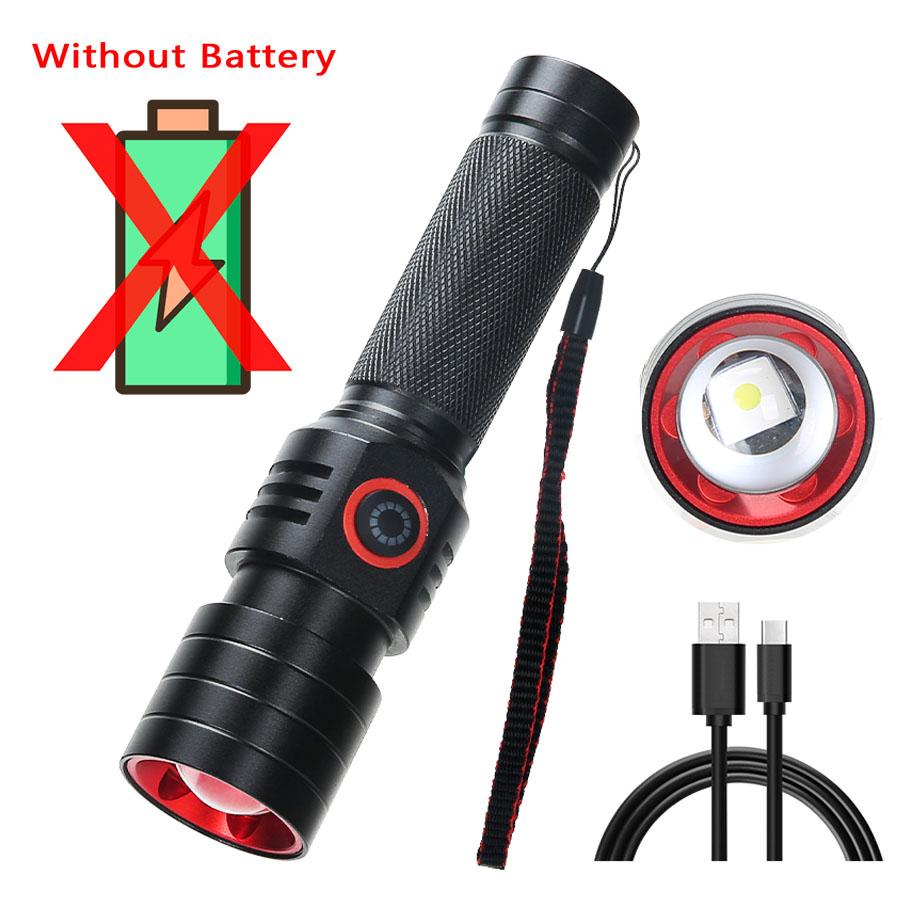 Powerful LED White Laser Flashlight 18650 or 21700 Battery Aluminum Alloy Zoom Torch Light Lamp with Tail Rope Power Indicator