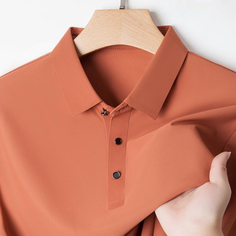 Jinmu Traceless Summer New Men's Short-sleeved Polo Shirt Lapel Casual Business Led Ice Silk T-shirt Men