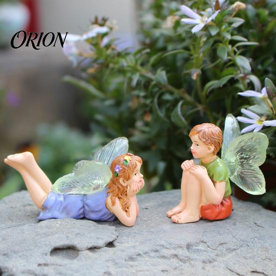 Whimsical Decor for Potted Plants 2Pcs/Set Boy And Girl Fairy Statues, Resin Miniature Figurines, DIY Craft Supplies Dioramas Cute Mini Figures