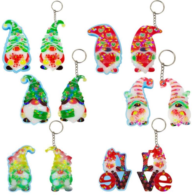 Holographic Resin Molds with Hole Christmas Gnome Pendant Silicone Mold for DIY Keychains Pendants Jewelry Resin Craft
