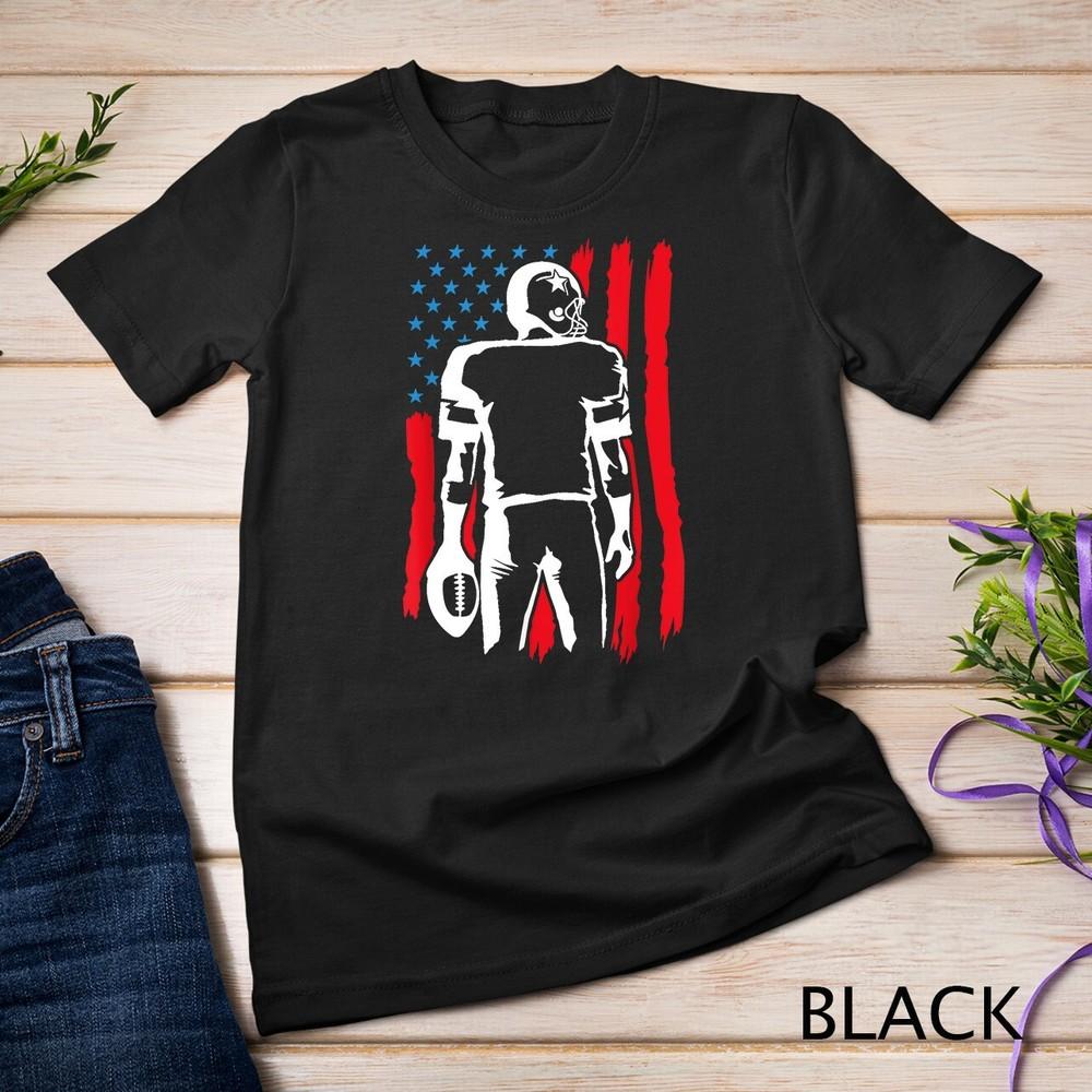 American Football Player US Flag Patriotic 4th of July Unisex T-shirt