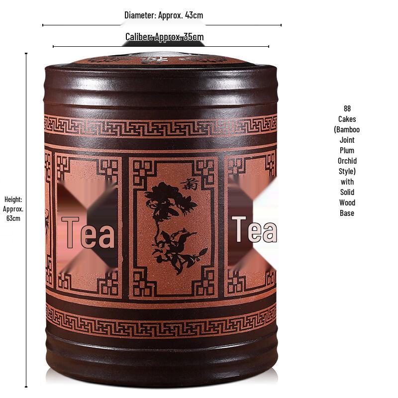 Yingtang Zisha Ceramic Tea Caddy, Bamboo Joint Four Gentlemen