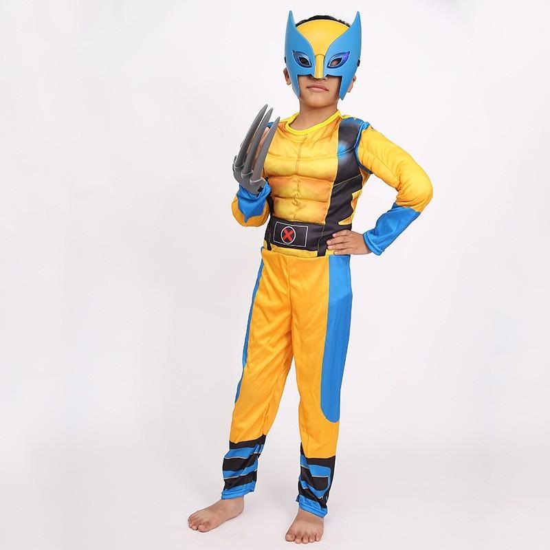 Comfortable Cotton Wolverine Costume Full Bodysuit For Halloween And Children's Day Celebrations