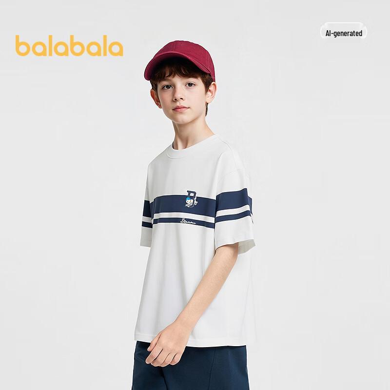 Balabala Boys' 2026 Summer Pure Cotton Short Sleeve T-Shirt