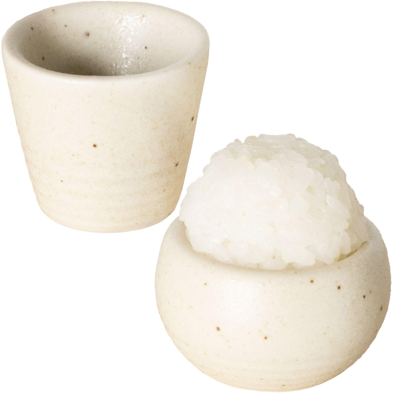 

Ceramic Arte White Mikage Buddhist Altar Set (Rice Bowl & Teapot) - Made in Japan, Small, Miniature Ceramic Buddhist Altar Set for Buddhist Rice,