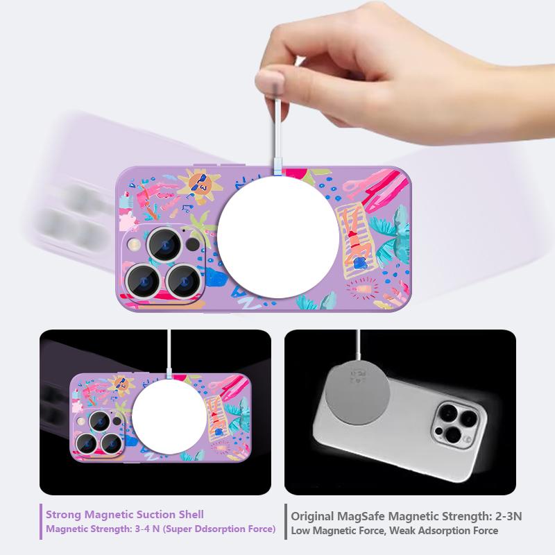 Cartoon Vacation Painting Case For iPhone 17 Pro Max Magnetic For Magsafe Silicone Cover For iPhone 16 Pro Max Funda iPhone 15 14 13 12 11 16E Air