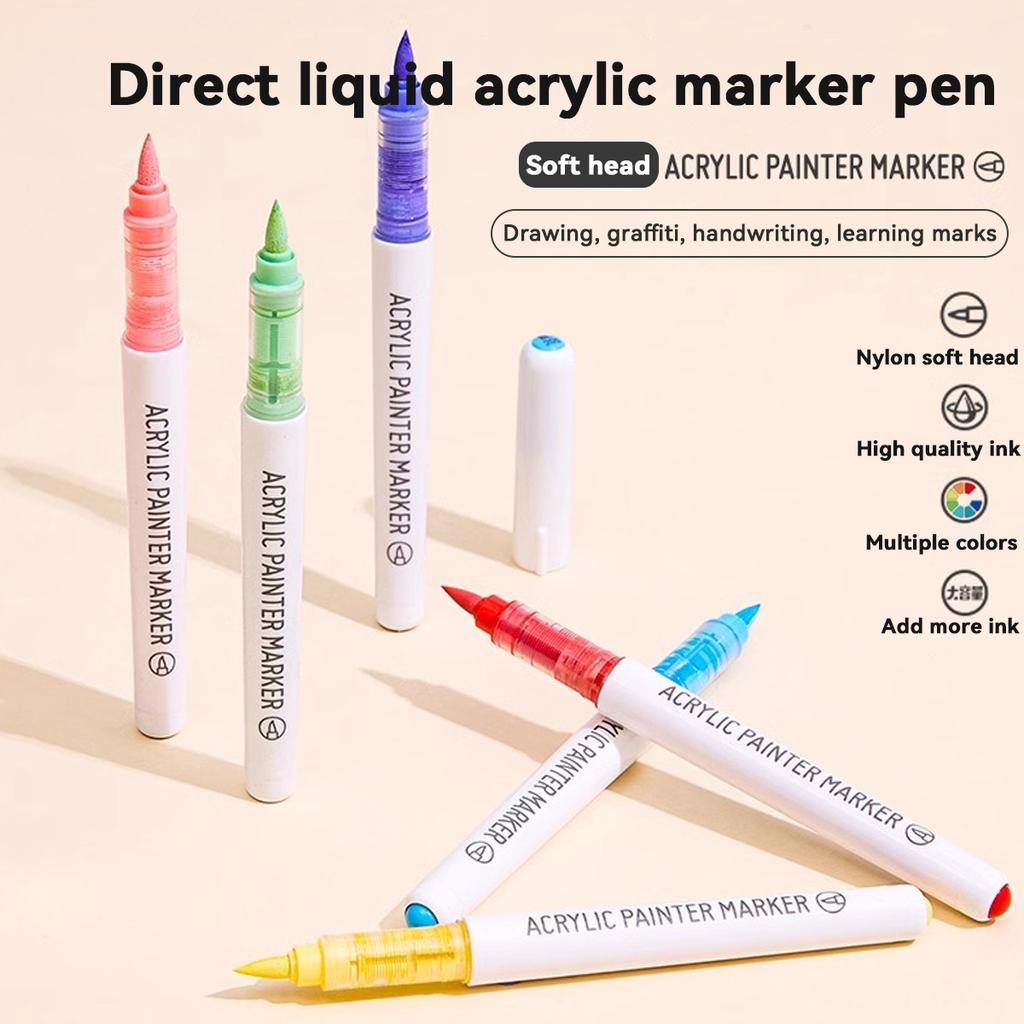9pcs/box Acrylic Soft-head Marker Pen Art Painting Can Stack Colors Watercolor Pen Set School Student Stationery Supplies