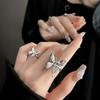 Romantic Liquid Metal Butterfly Ring for Women Elegant Irregular Pleated Texture Exquisite Punk Finger Rings Fashion Jewelry
