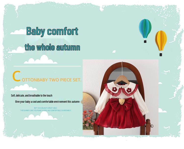 Hui Ai Girls’ Princess Dress: Autumn 2023, Spring/Fall Style, Kids' Fake Two-Piece