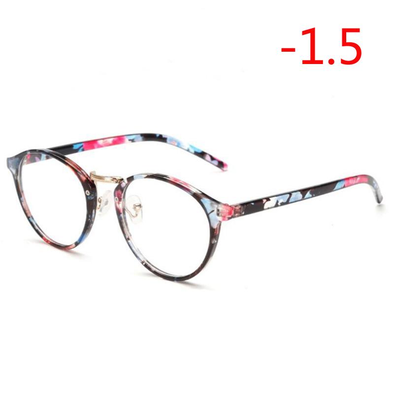 Diopter -1.0 -1.5 To -6.0 Round Finished Myopia Glasses Unisex Fashion Resin Lens Short-Sighted Eyewear Prescription Eyeglasses