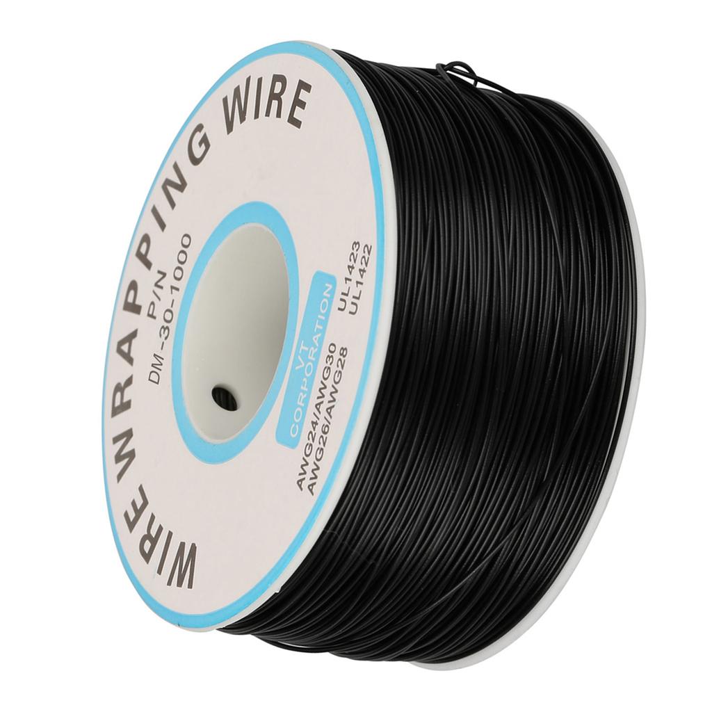 1 Rolle Drahtwicklung, einzelner Kupferdrahtstrang, 30 AWG, Kabel mit 0,25 mm Kerndurchmesser (Schwarz)