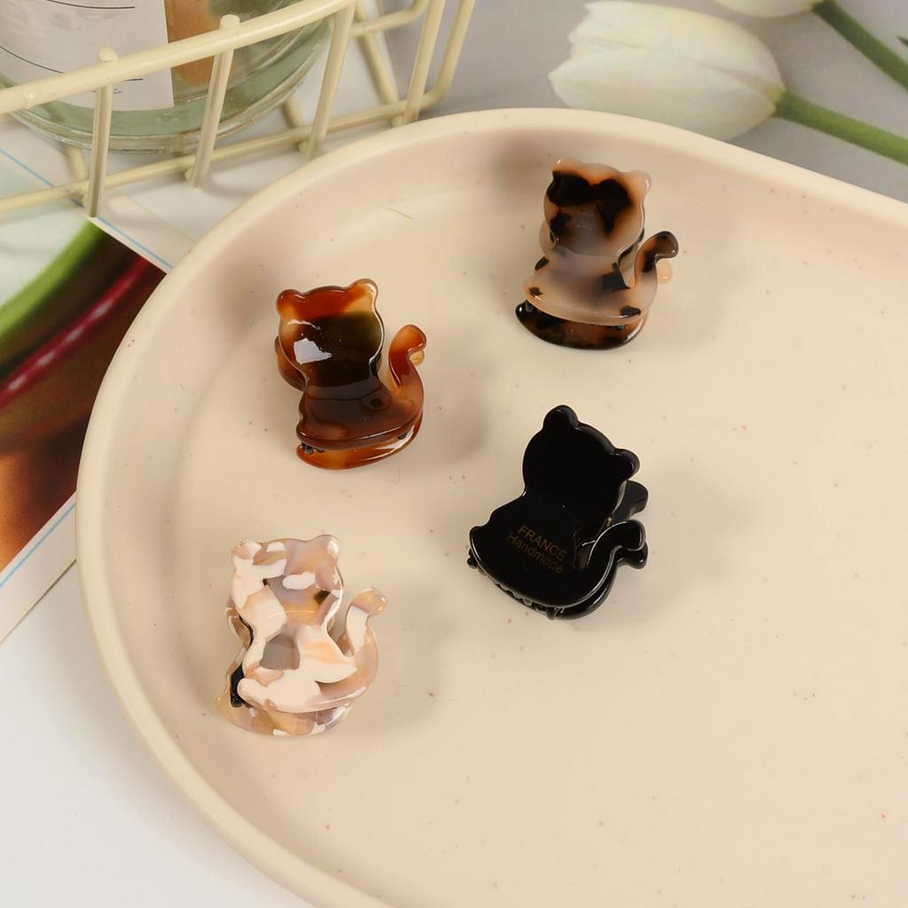 4-Piece Set of Cute Kitten Acetate Small Claw Clips for Half-Up Hairstyles, Cat Hair Clips for Ponytails, Women's Hair Accessories Suitable f