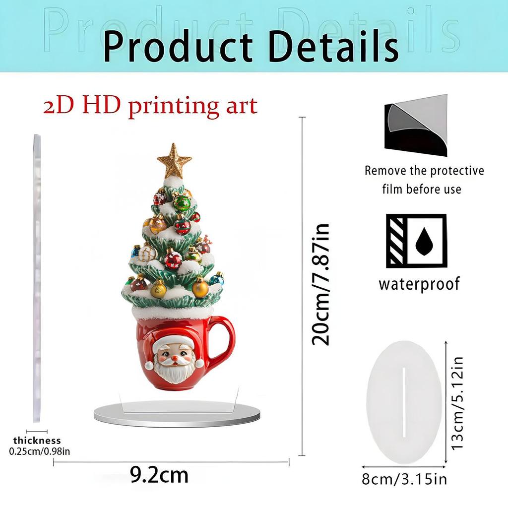 Ornement de table pomme de Noël et du Nouvel An en acrylique 2D