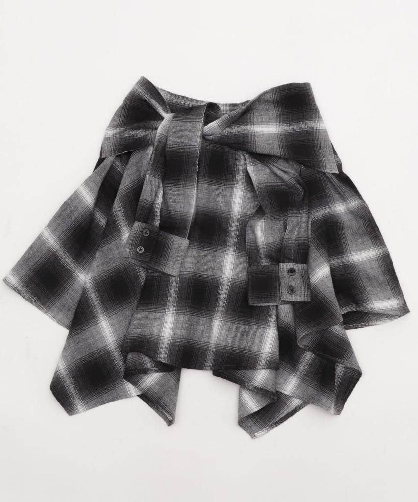 WEGO Irregular Hem Mini Checkered Korean Size Black Women's Flannel-Like Skirt, Skirt, Fall/Winter Outfit, Streetwear, Casual, Style, Gift, F,