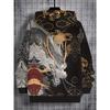 Boy Dragon Pattern Hoodie -3D Digital Printed Warrior Style Black Gold Anime Manga Style, Casual Hoodie, Suitable for Spring and Autumn