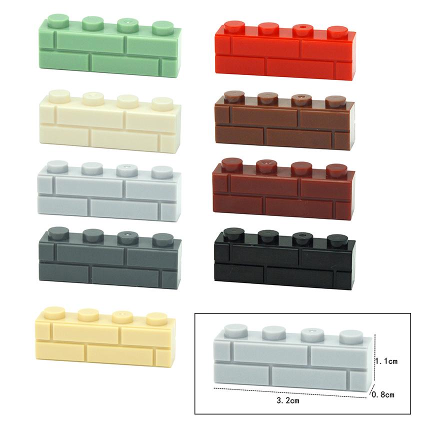 50pcs MOC Thick Wall Building Blocks 1x4 Dot Educational Creative Size City Accessories Compatible With 15533 For Children