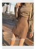 2024 Women's Autumn/Winter High-Waisted Retro A-Line Coffee Matte PU Leather Skirt