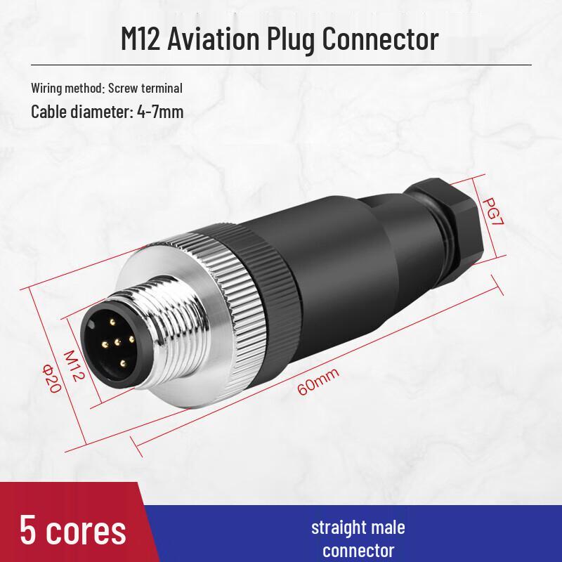 M12 Waterproof Aviation Sensor Cable Connector